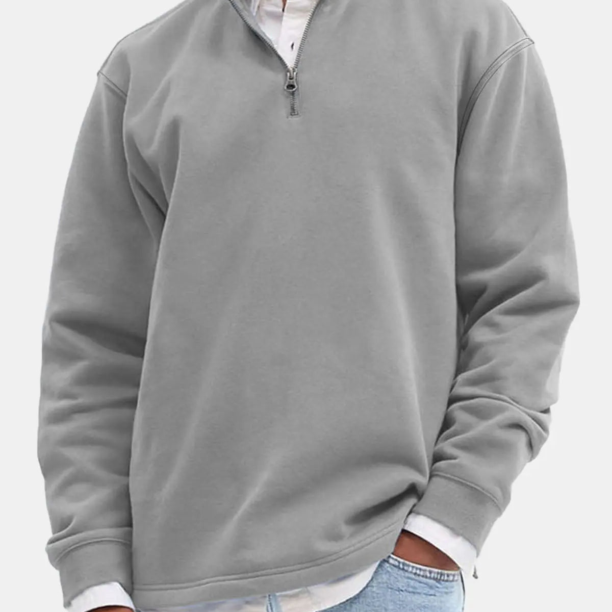 Men's Quarter-Zip Cotton Blend Sweatshirt ElevenOasis