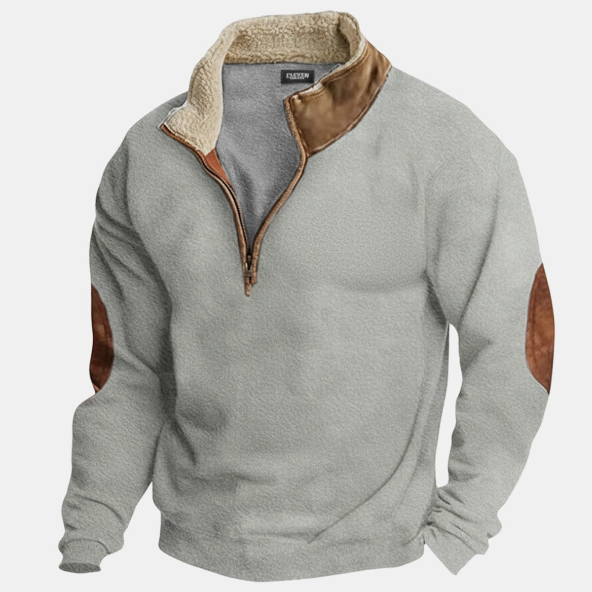 Men's Sherpa Collar Quarter-Zip Fleece Pullover Sweatshirt ElevenOasis