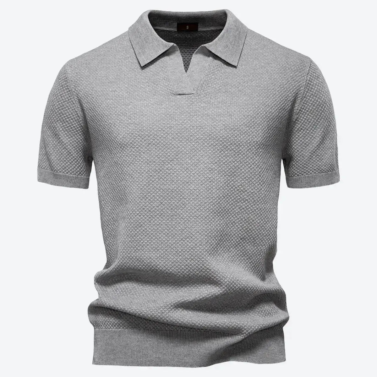 Men's Textured Knit Polo Short Sleeve Shirt ElevenOasis
