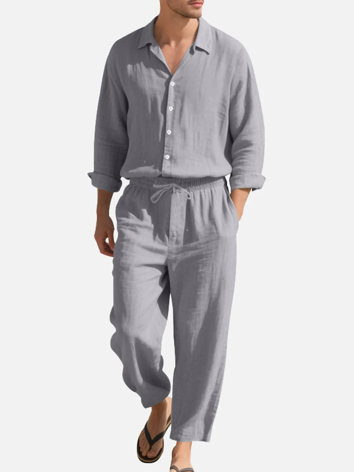 Men's Linen Blend Relaxed Two-Piece Set ElevenOasis