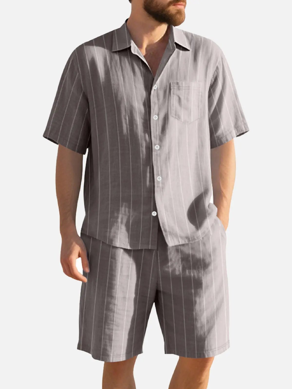 Men's Linen Pinstripe Matching Set Eleven Oasis