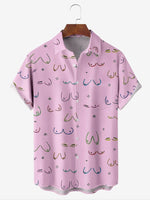 Men's Artistically Hand-drawn Breasts Short Sleeve Casual ShirtMens short sleeve shirts Big and tall Mens shirts Short sleeve shirts for men Mens 4xl shirts Casual short sleeve shirts