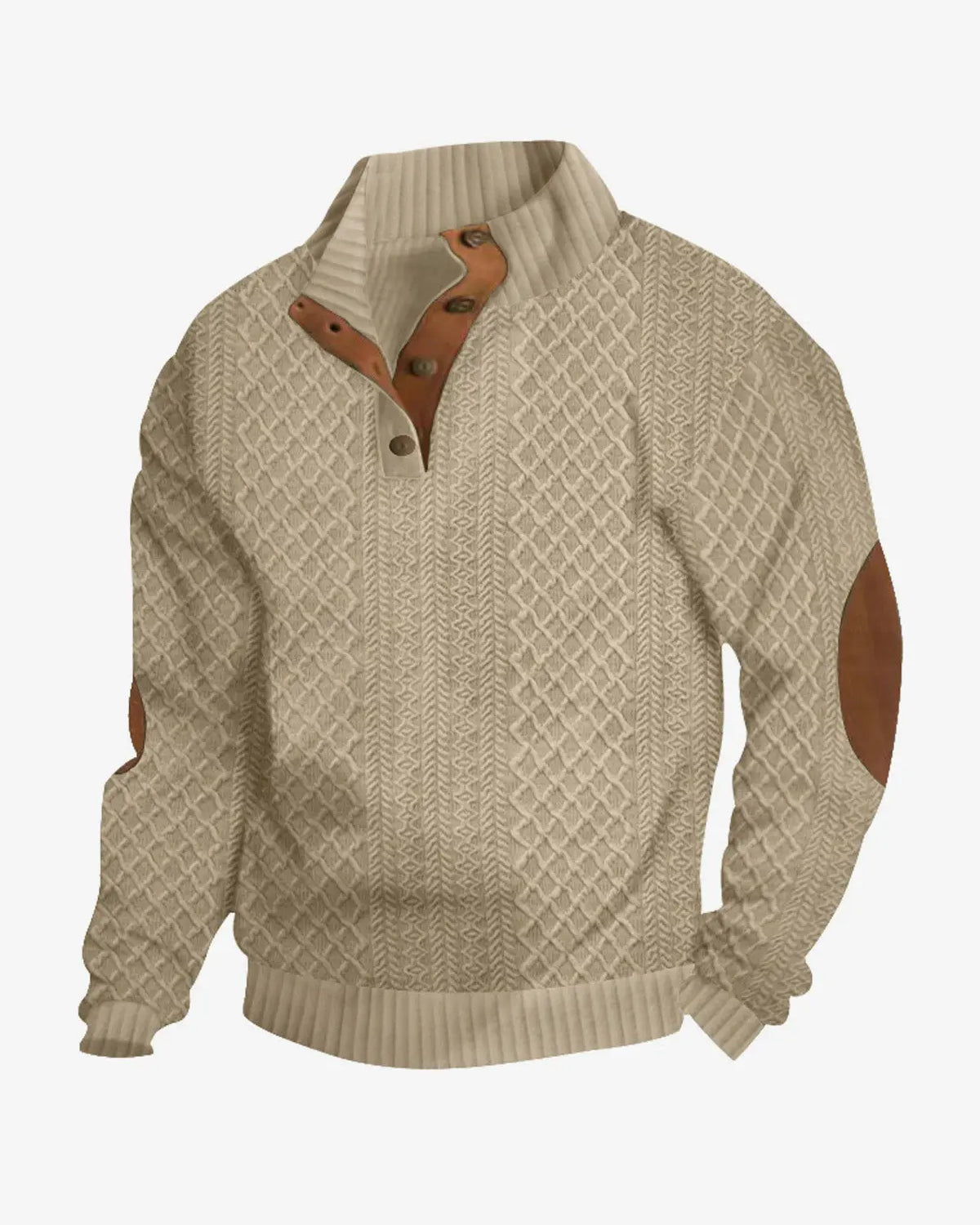 Men's Cable Knit Quarter Button Pullover Sweatshirt ElevenOasis