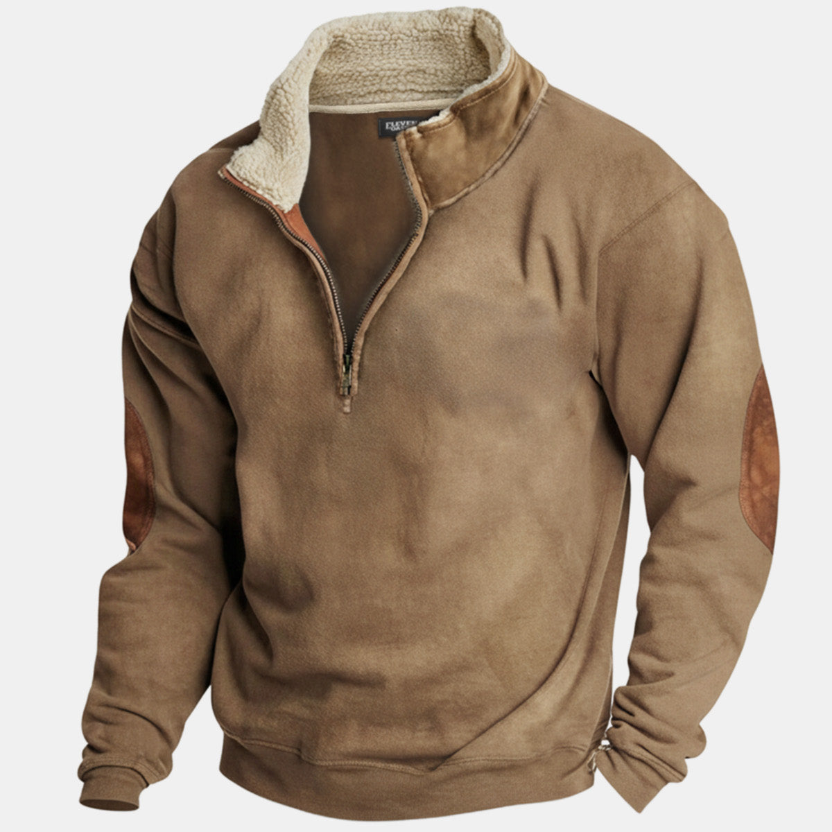 Men's Sherpa Collar Quarter-Zip Fleece Pullover Sweatshirt ElevenOasis