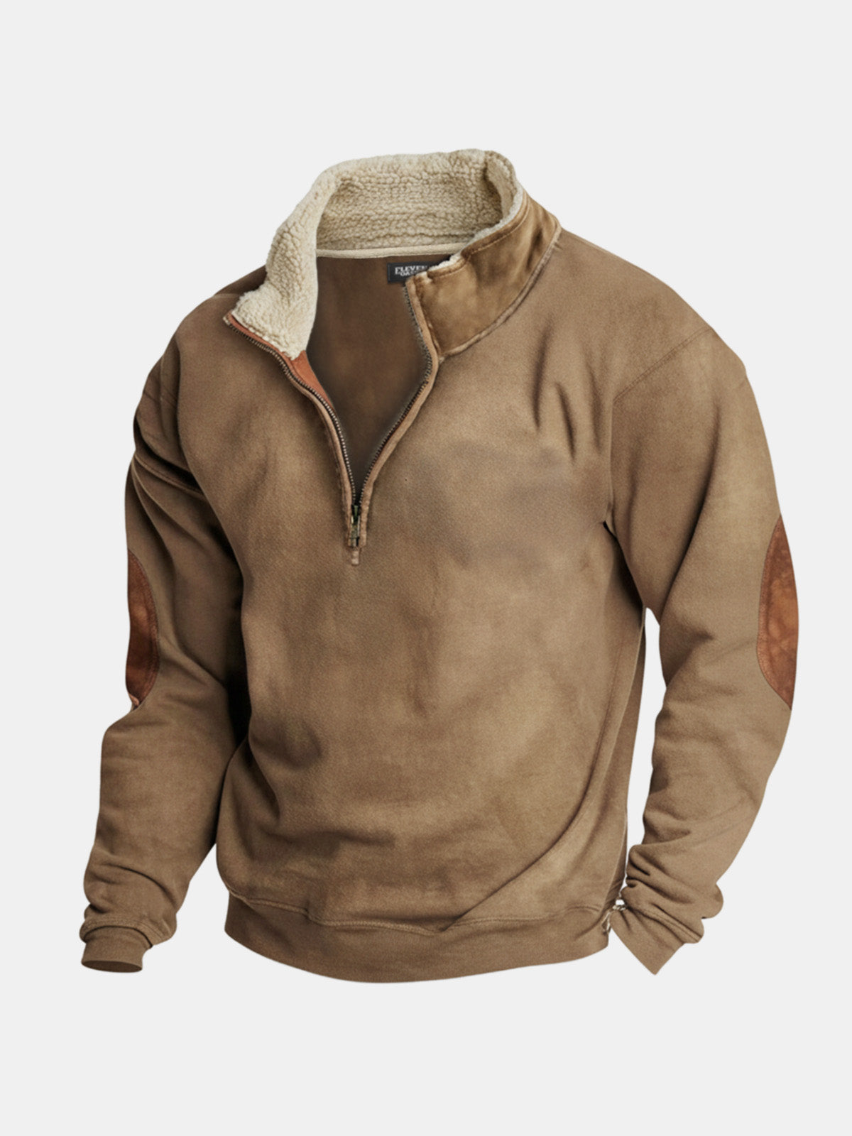 Men's Sherpa Collar Quarter-Zip Fleece Pullover Sweatshirt ElevenOasis
