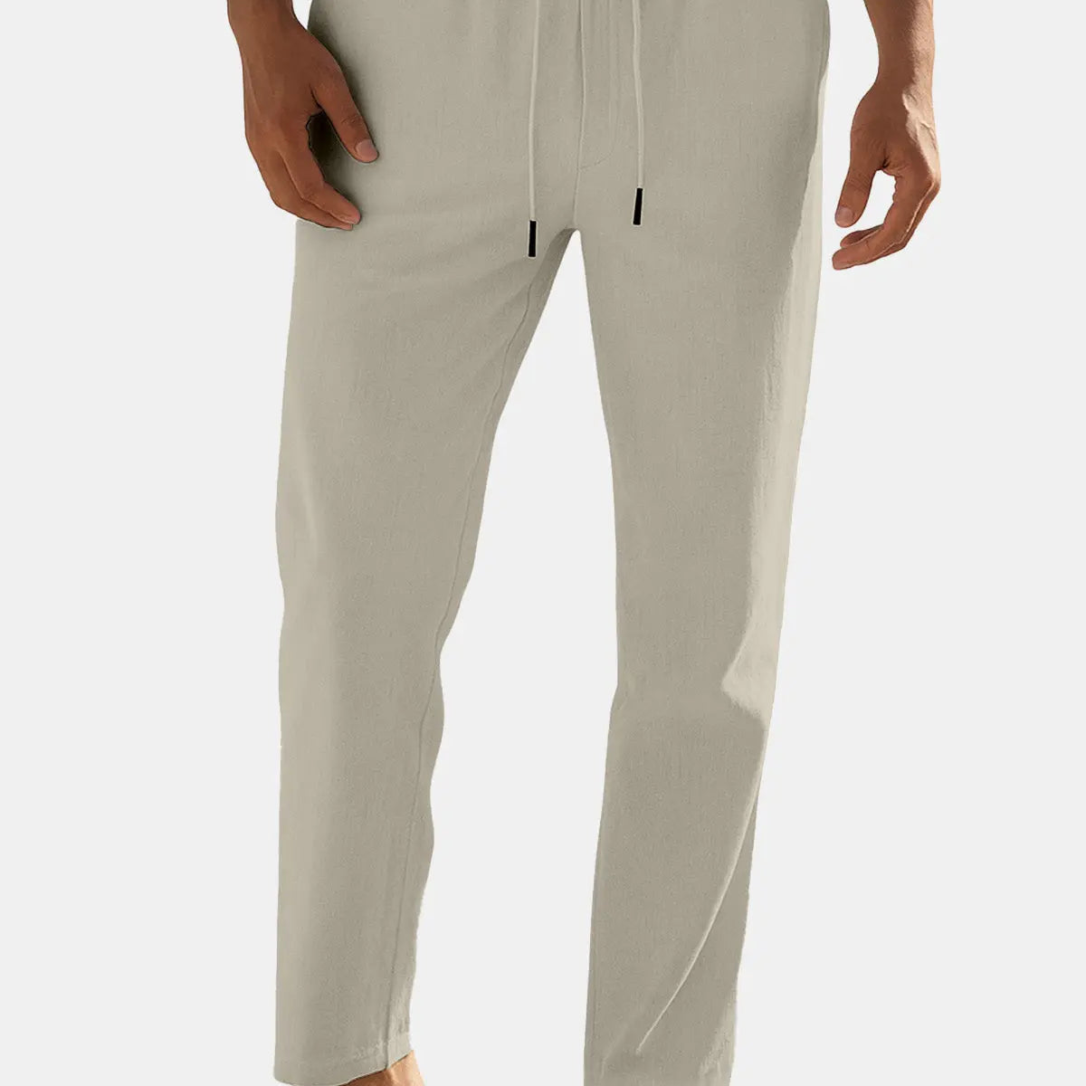 Men's Regular Fit Linen Blend Drawstring Pants ElevenOasis