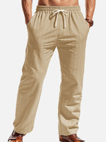 Men's Pinstripe Linen Blend Drawstring Pants ElevenOasis