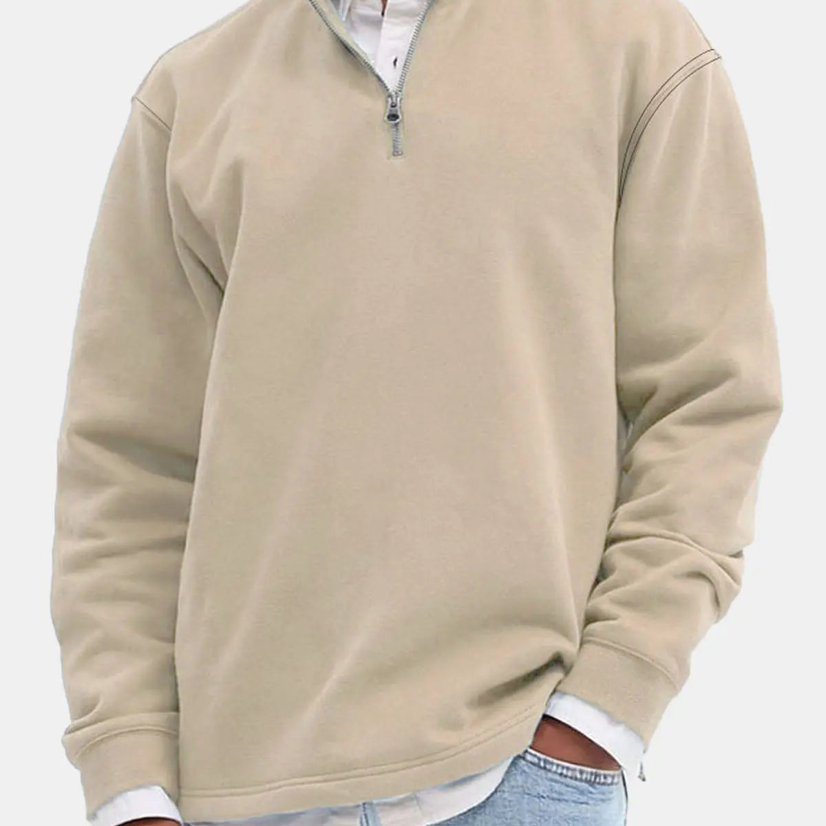 Men's Quarter-Zip Cotton Blend Sweatshirt ElevenOasis