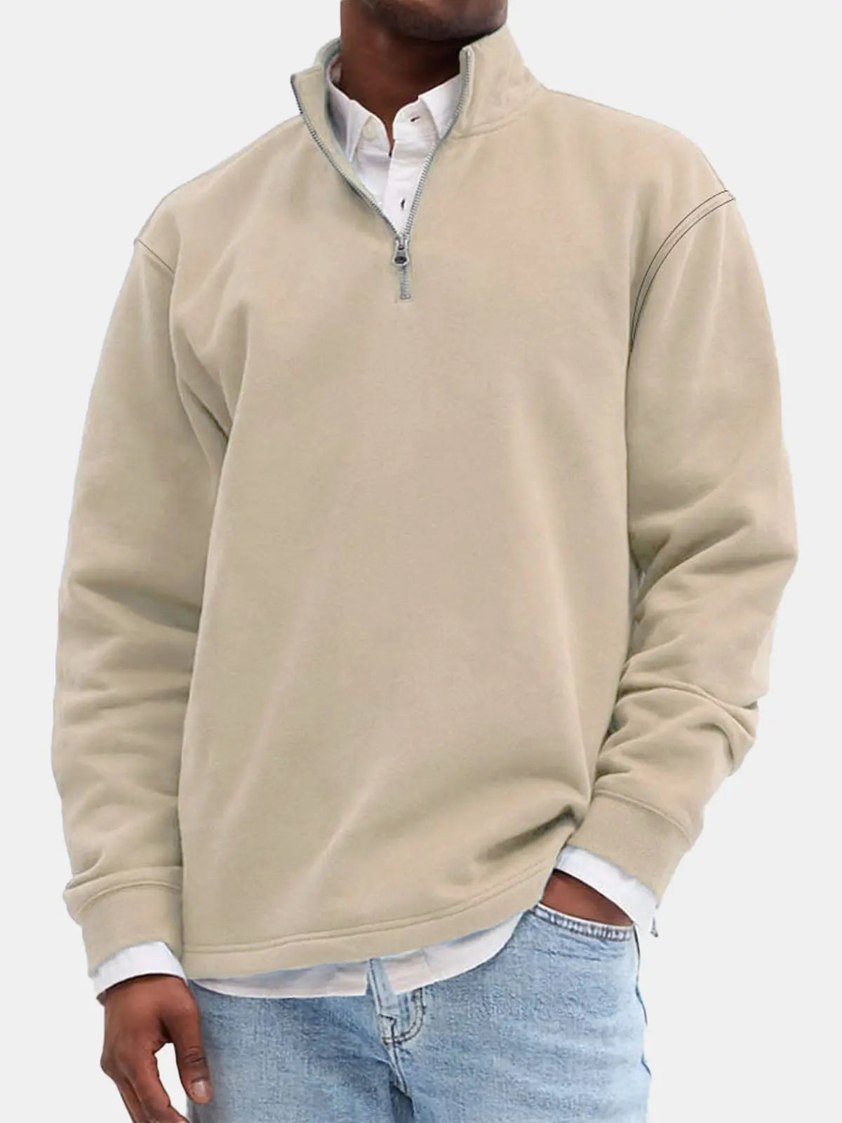 Men's Quarter-Zip Cotton Blend Sweatshirt ElevenOasis