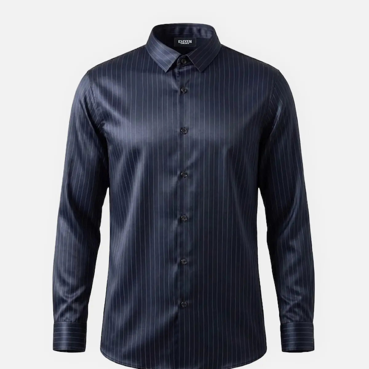 Men's Classic Pinstripe Stretch Slim Fit Long Sleeve Shirt Eleven Oasis