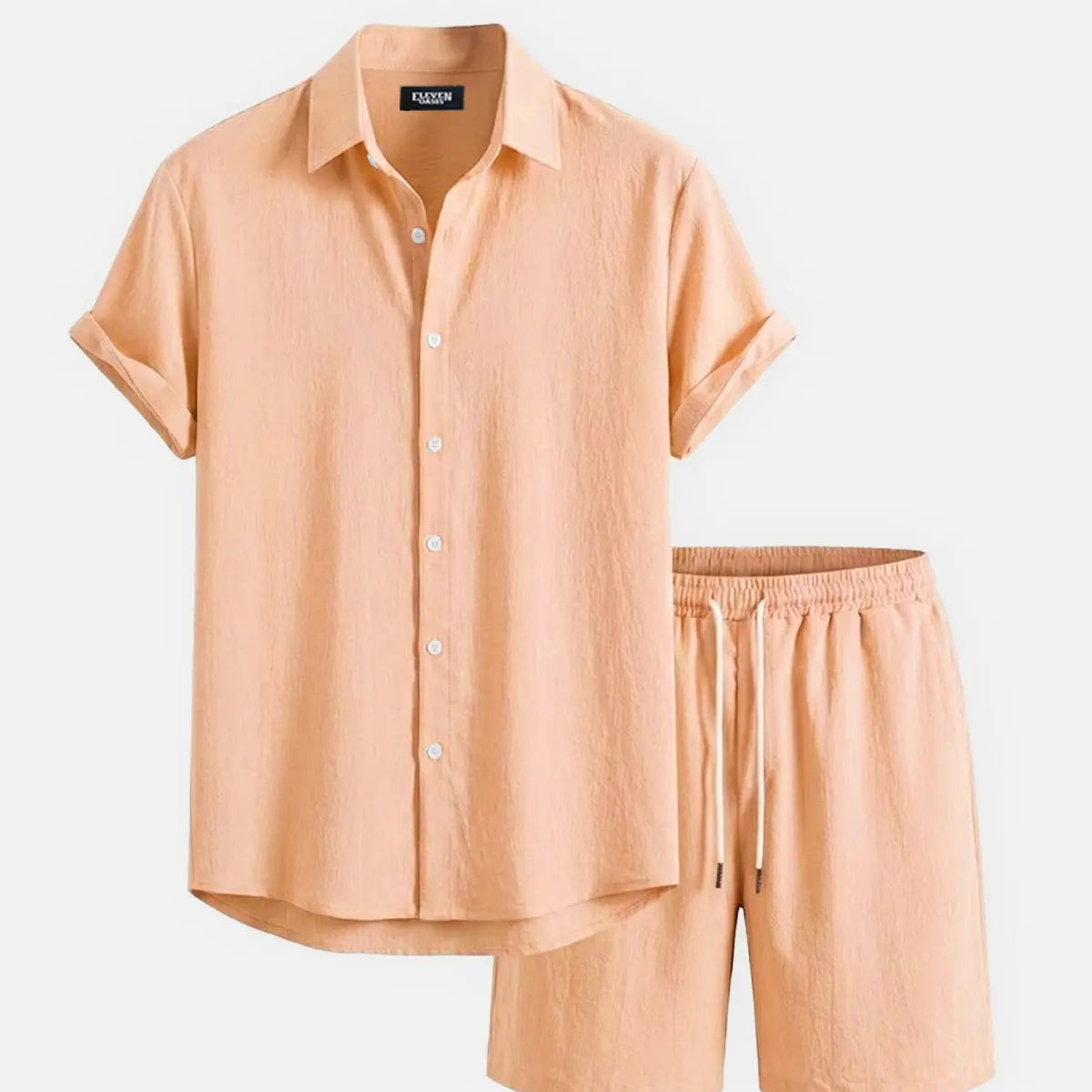 Men's Casual Textured Slim Fit Short Sleeve Shirt and Shorts Set Eleven Oasis