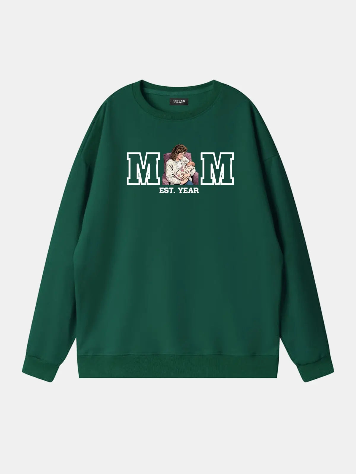 Custom Mom Illustration Sweatshirt Eleven Oasis