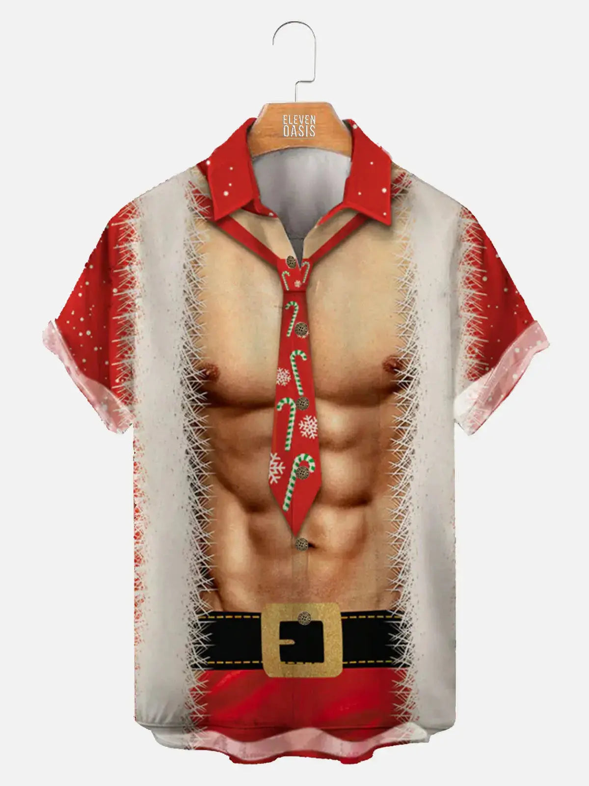 Christmas Muscle Santa Men's Short Sleeve Shirt ElevenOasis