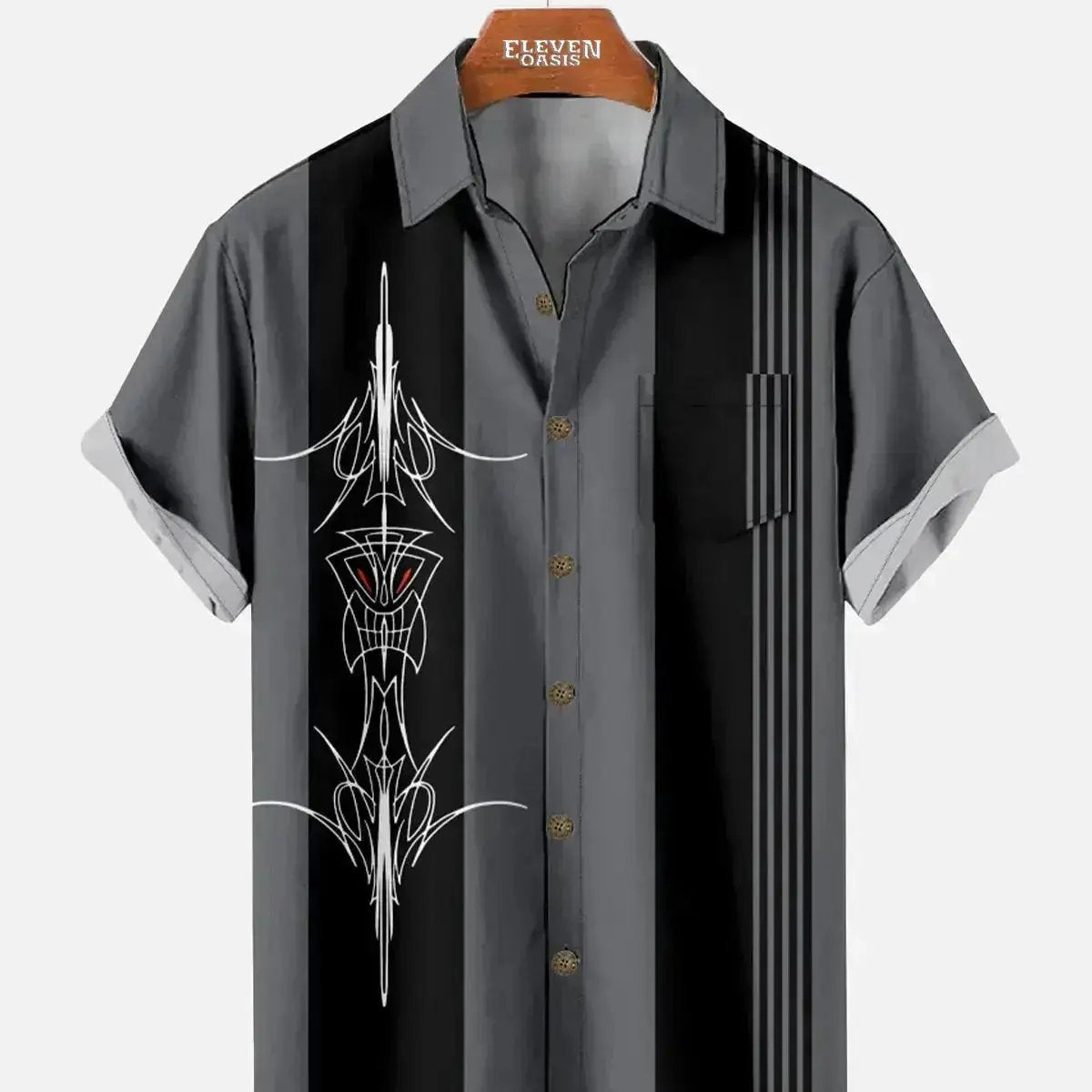 Men's Hot Rod Car Stripe Short Sleeve Shirt ElevenOasis