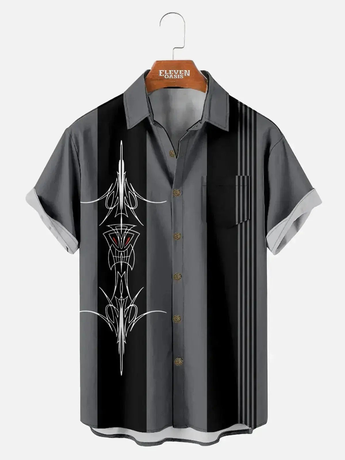 Men's Hot Rod Car Stripe Short Sleeve Shirt ElevenOasis