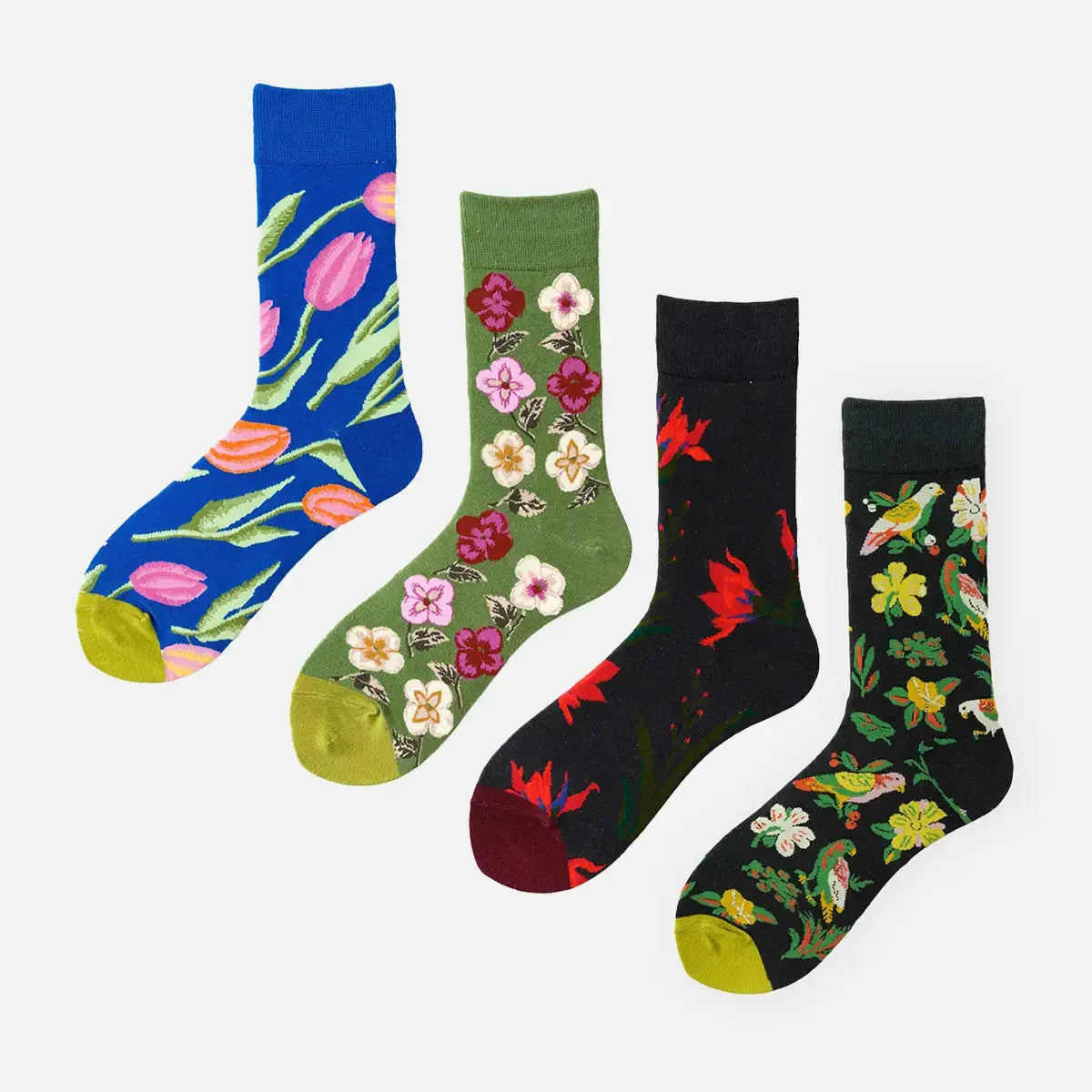 Men's Floral Pattern Crew Socks Eleven Oasis