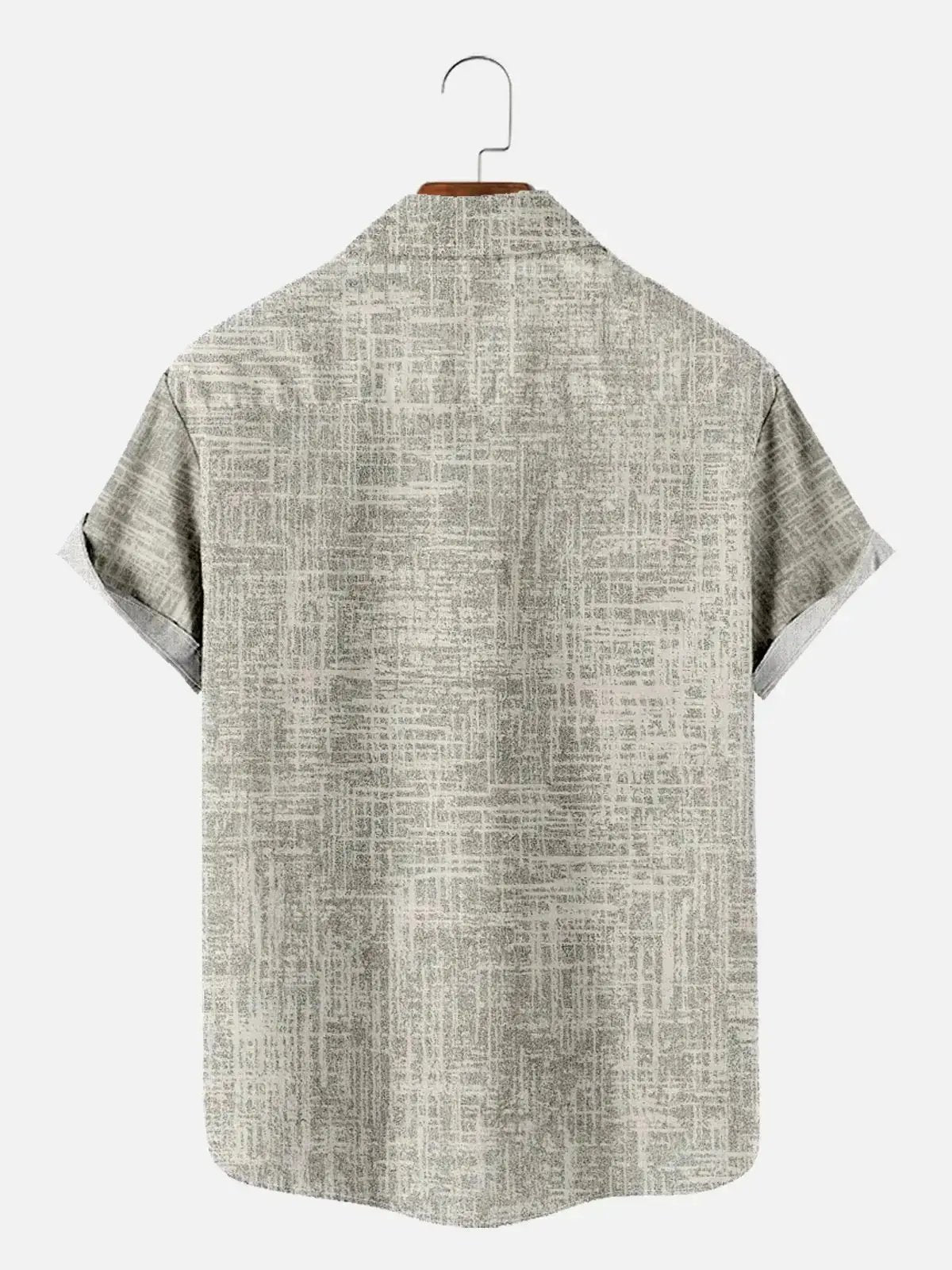 Men's Neutral Crosshatch Pattern Short Sleeve Shirt ElevenOasis