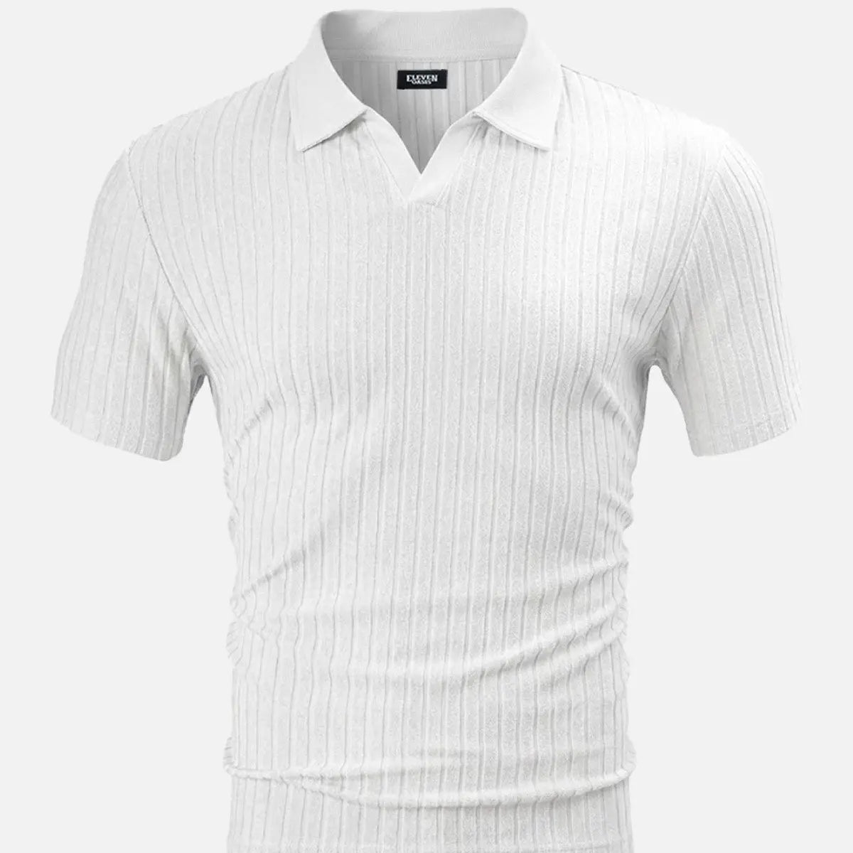 Men's Slim Fit Textured Open Collar Polo Shirt Eleven Oasis