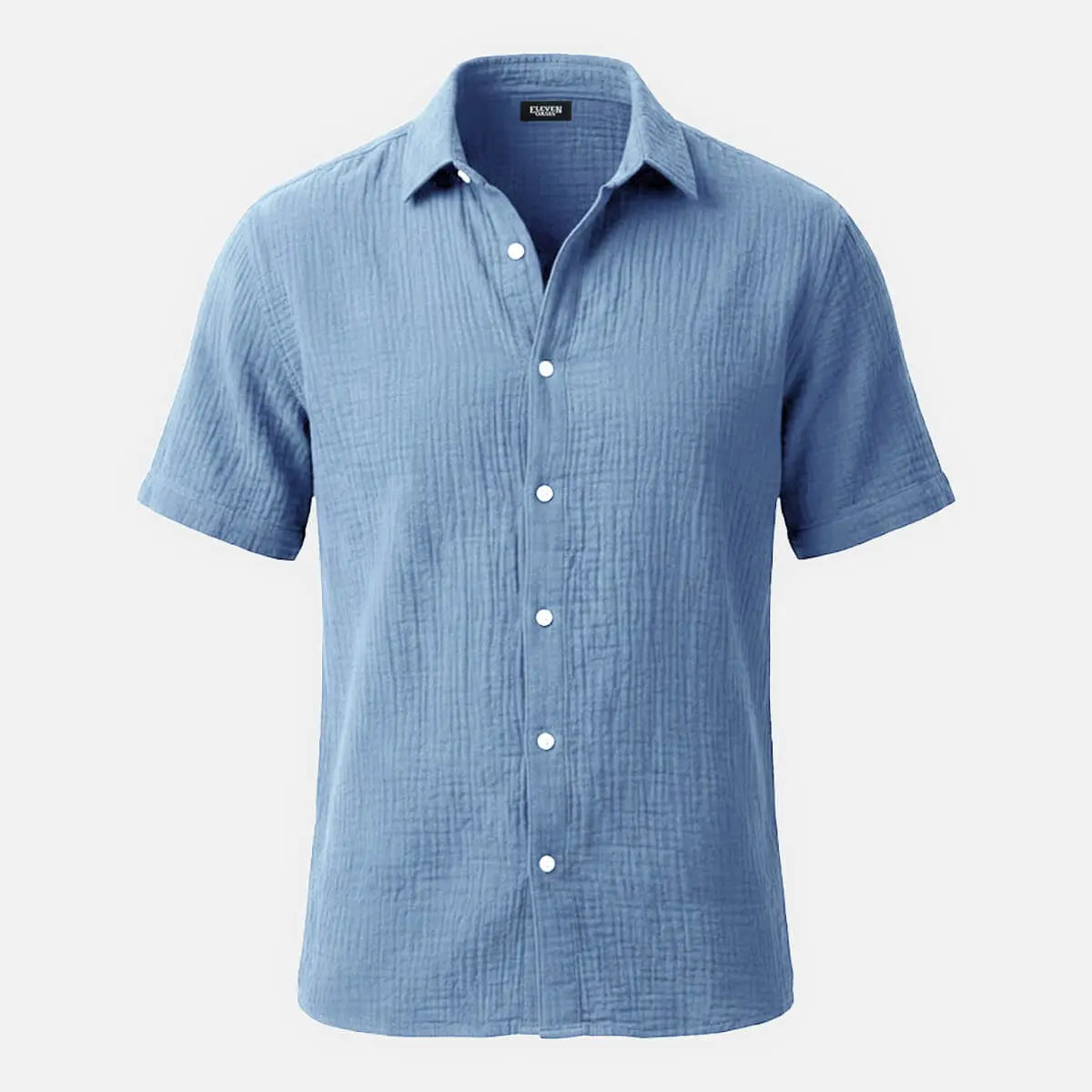 Men's Classic Cotton Crinkled Texture Short Sleeve Shirt ElevenOasis