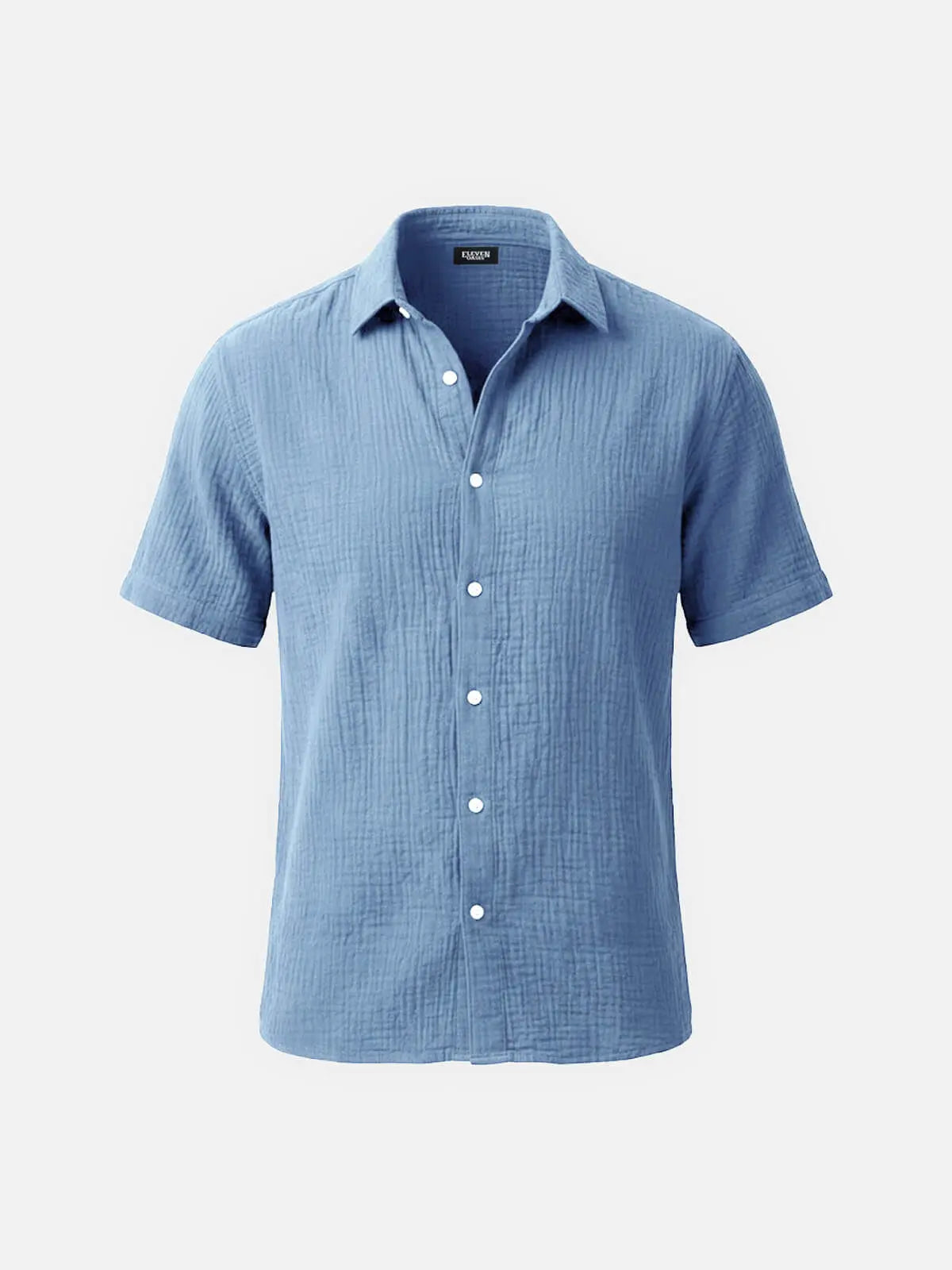 Men's Classic Cotton Crinkled Texture Short Sleeve Shirt ElevenOasis