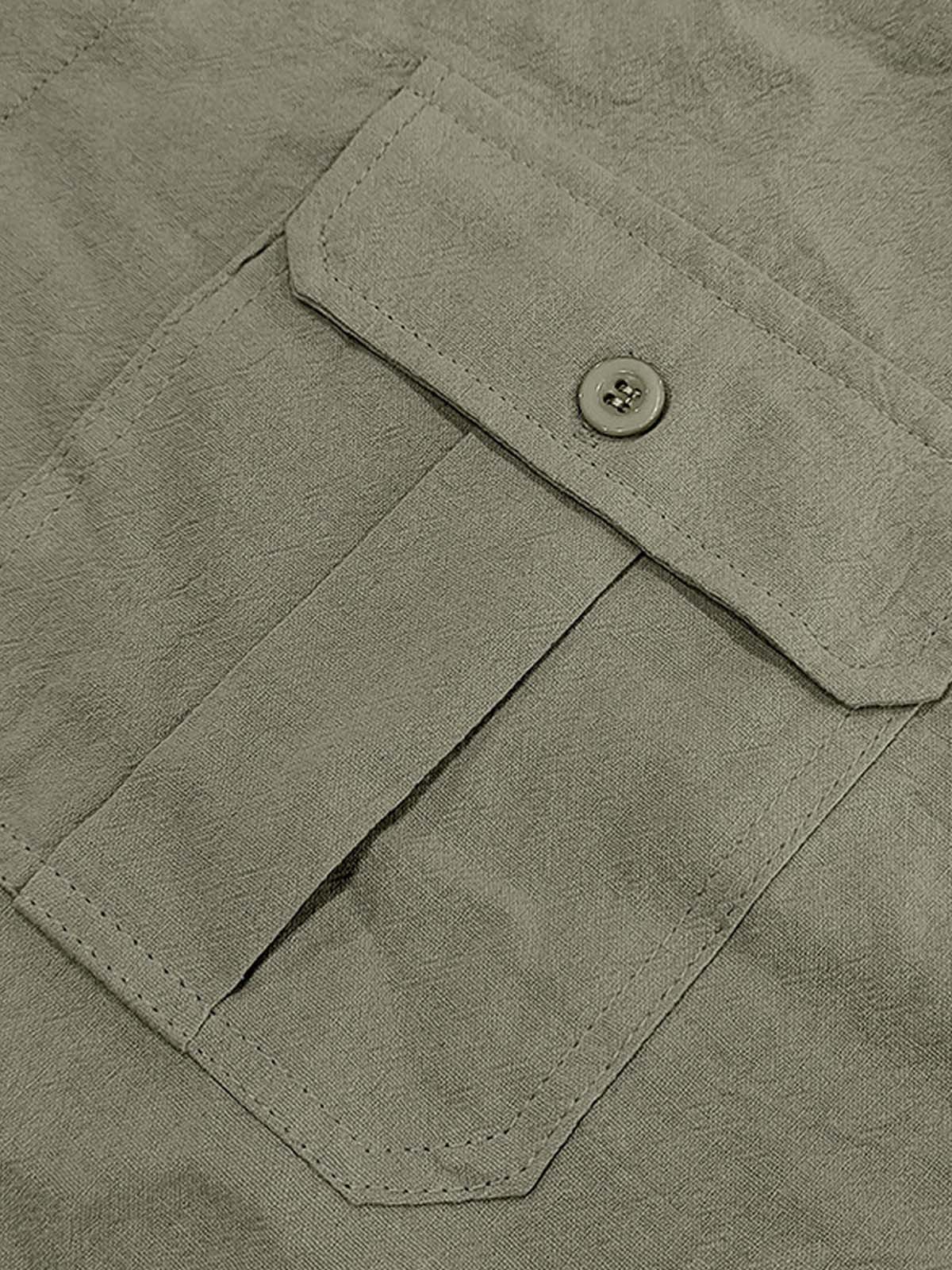 Men's Linen Blend Dual Pocket Short Sleeve Shirt ElevenOasis