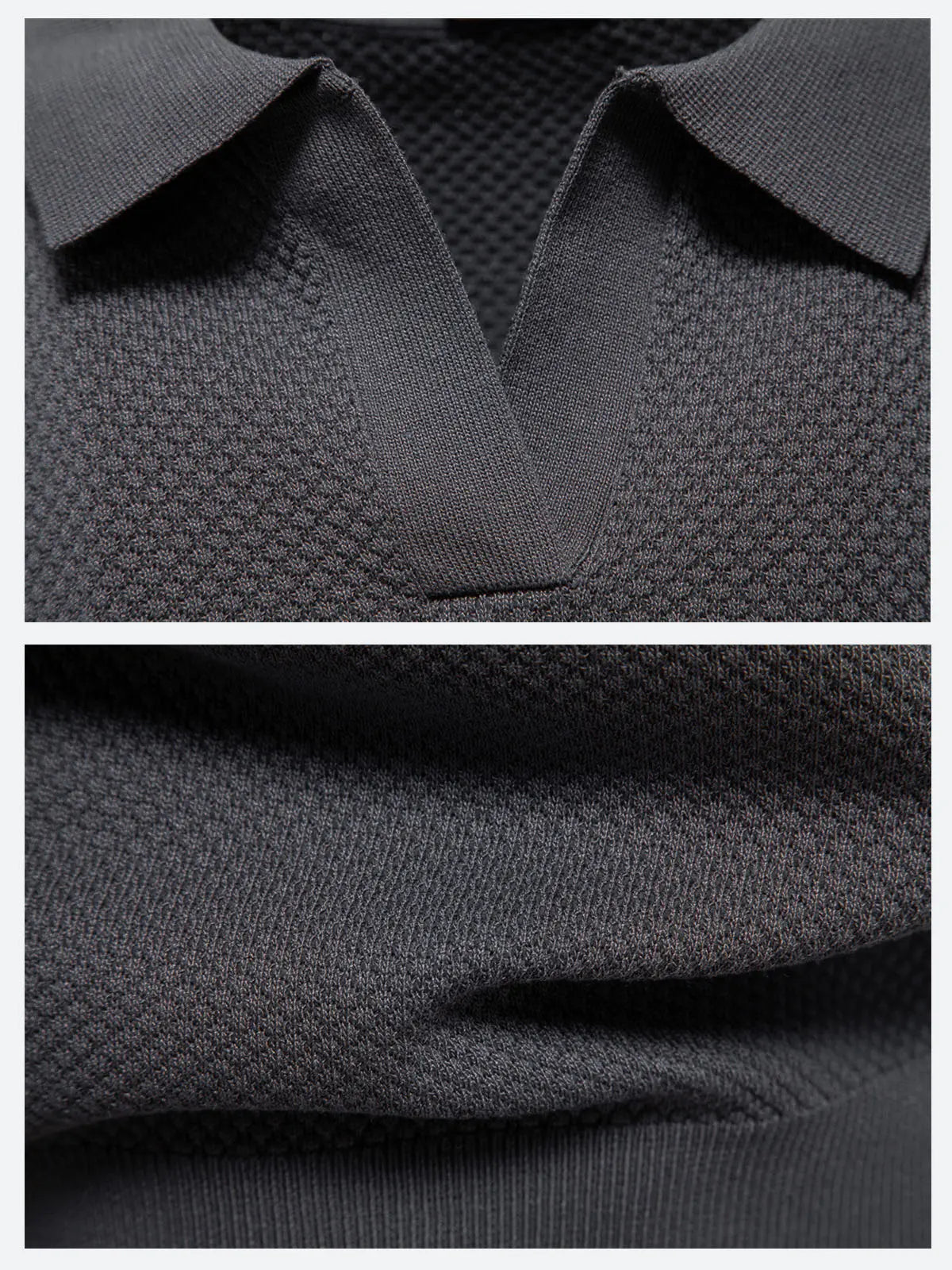 Men's Textured Knit Polo Short Sleeve Shirt ElevenOasis