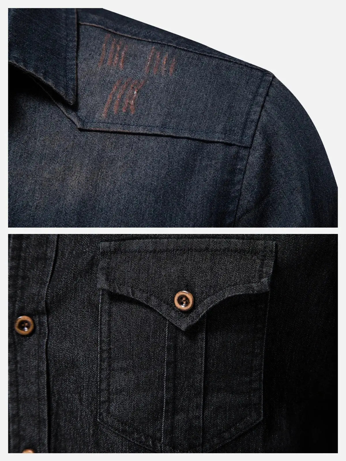 Men's Classic Denim Western Long Sleeve Shirt ElevenOasis