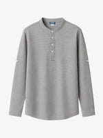Men's Waffle Knit Henley Long Sleeve Shirt Eleven Oasis