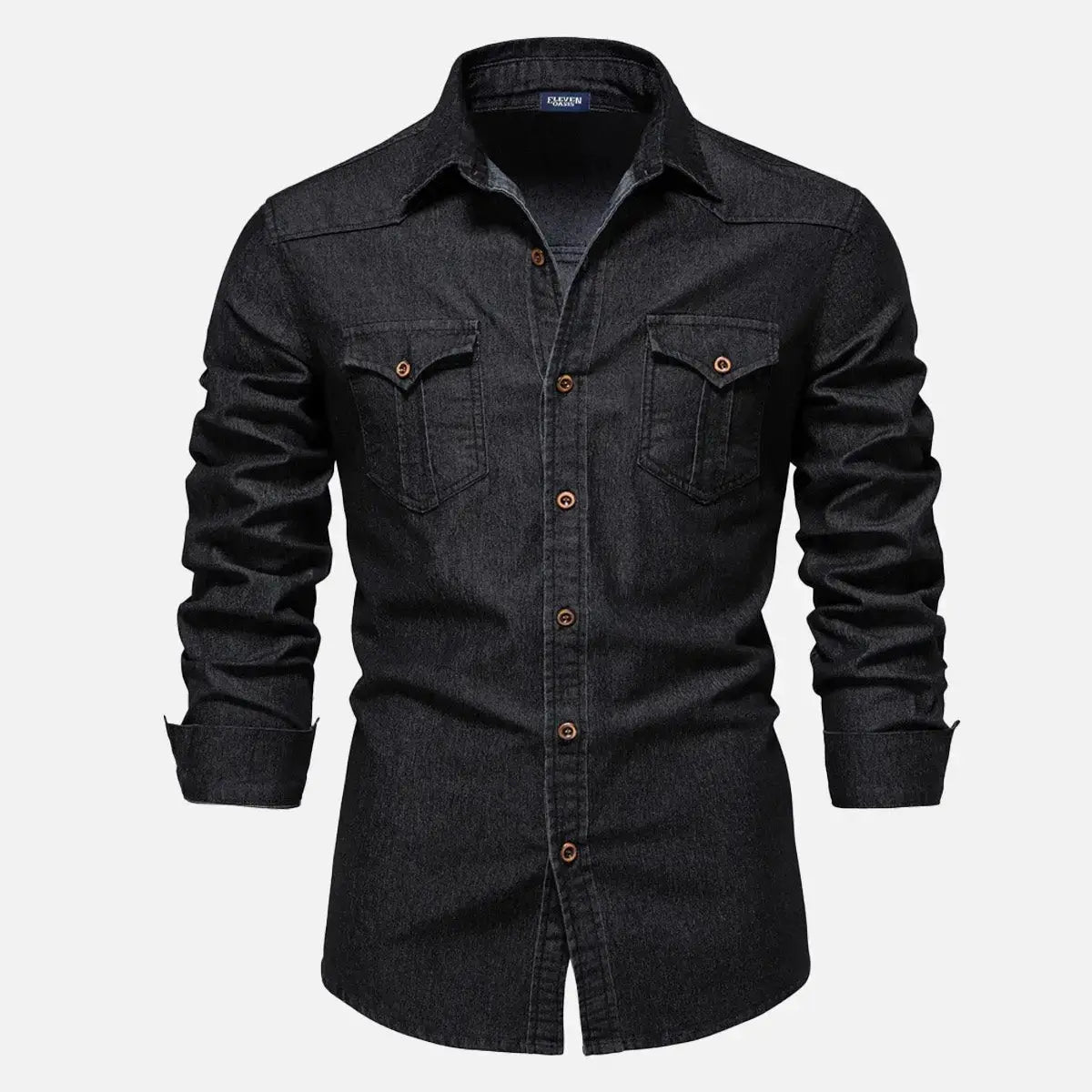 Men's Classic Denim Western Long Sleeve Shirt ElevenOasis