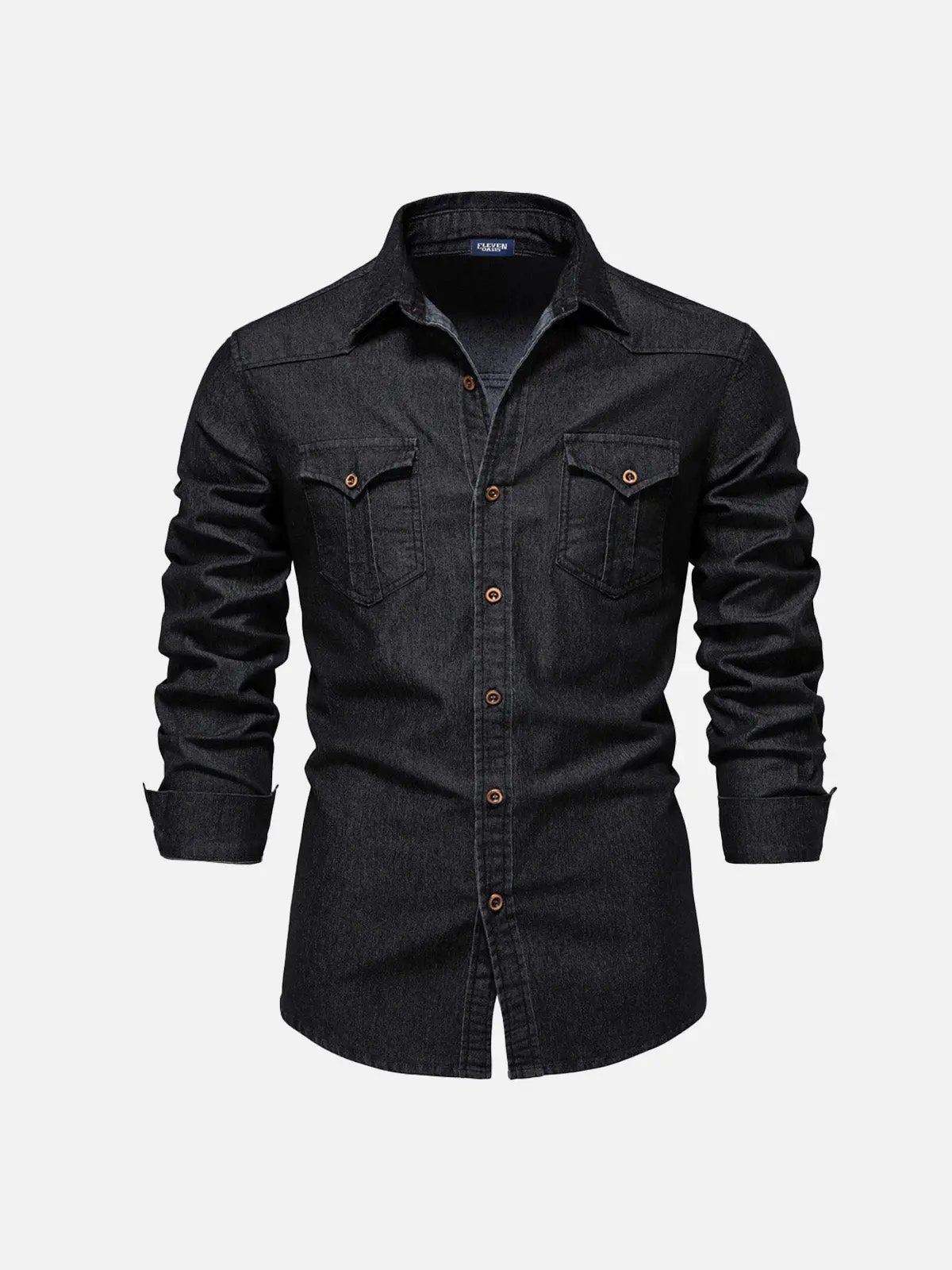 Men's Classic Denim Western Long Sleeve Shirt ElevenOasis