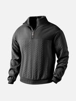 Men's Quarter-Zip Textured Pullover Sweatshirt ElevenOasis