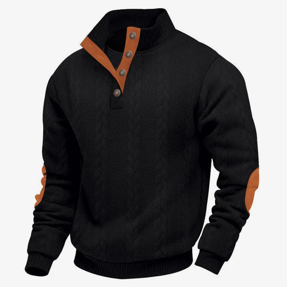 Men's Braided Cable Knit Quarter Button Sweatshirt ElevenOasis
