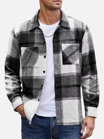 Men's Warm Plaid Button-Up Long Sleeve Shirt Jacket ElevenOasis
