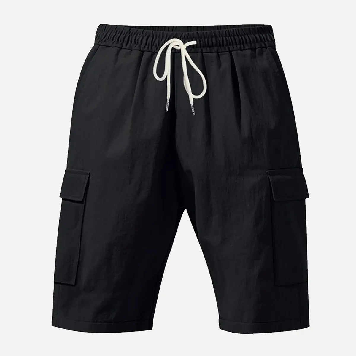 Men's Solid Color Linen Shorts Waist Drawstring Cargo Shorts ElevenOasis