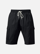 Men's Solid Color Linen Shorts Waist Drawstring Cargo Shorts