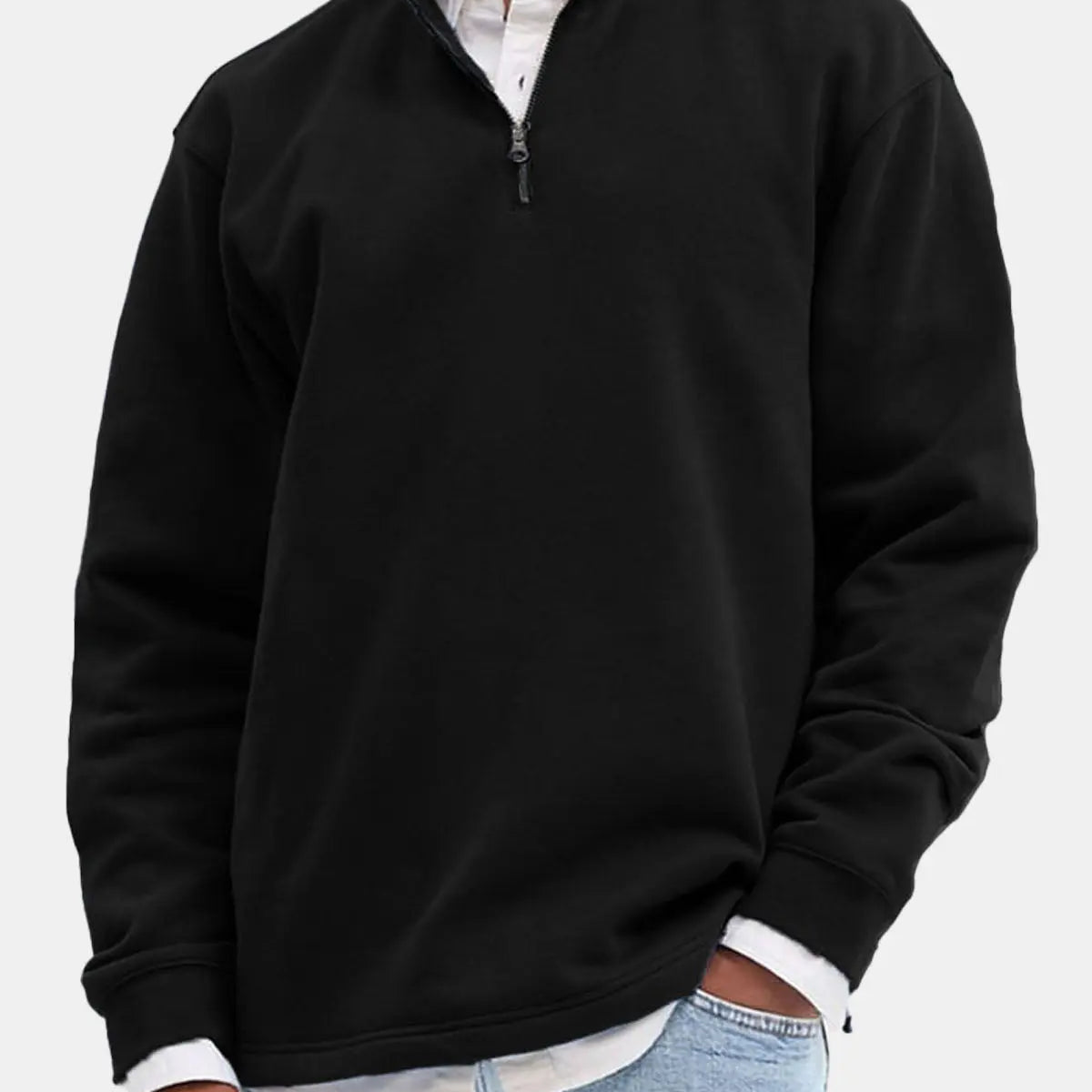 Men's Quarter-Zip Cotton Blend Sweatshirt ElevenOasis
