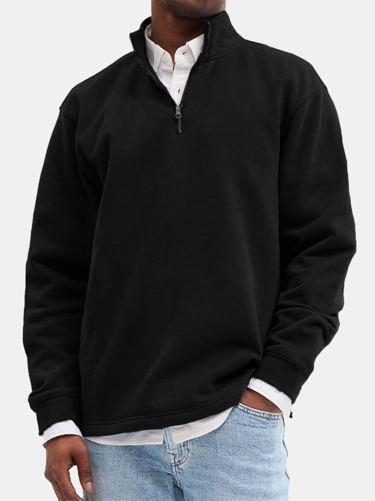 Men's Quarter-Zip Cotton Blend Sweatshirt ElevenOasis