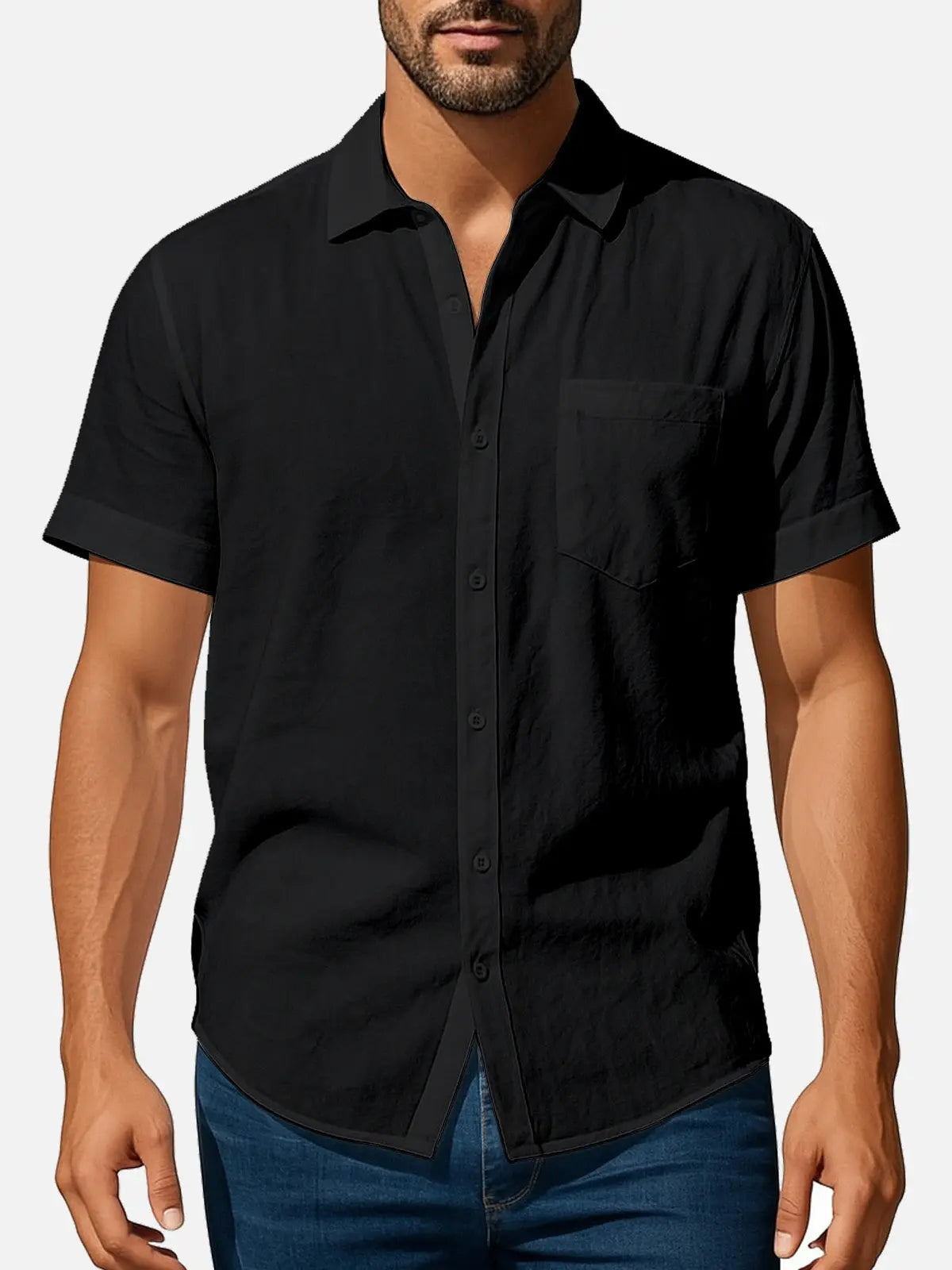 Men's Classic Linen Blend Short Sleeve Shirt Eleven Oasis