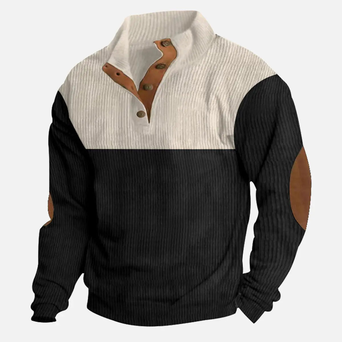 Men's Colorblock Henley Pullover Sweatshirt ElevenOasis