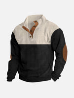 Men's Colorblock Henley Pullover Sweatshirt ElevenOasis