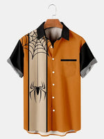 Halloween Spider Casual Loose Men's Short-Sleeved ShirtMens short sleeve shirts Big and tall Mens shirts Short sleeve shirts for men Mens 4xl shirts Casual short sleeve shirts