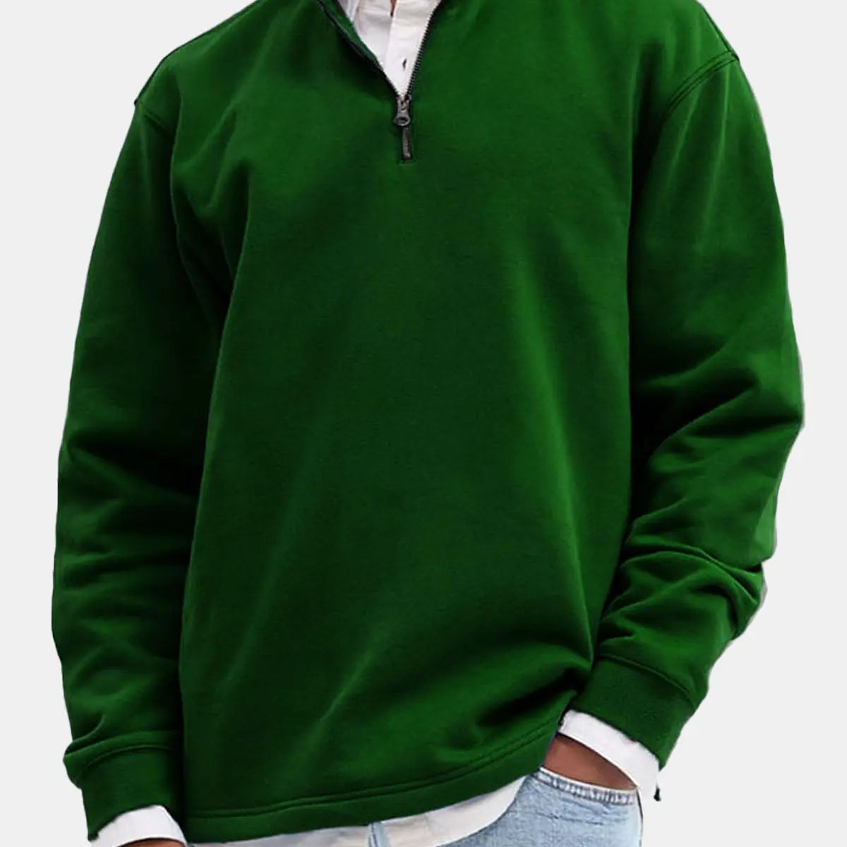 Men's Quarter-Zip Cotton Blend Sweatshirt ElevenOasis