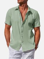 Men's Striped Textured Cotton Short Sleeve Shirt Eleven Oasis