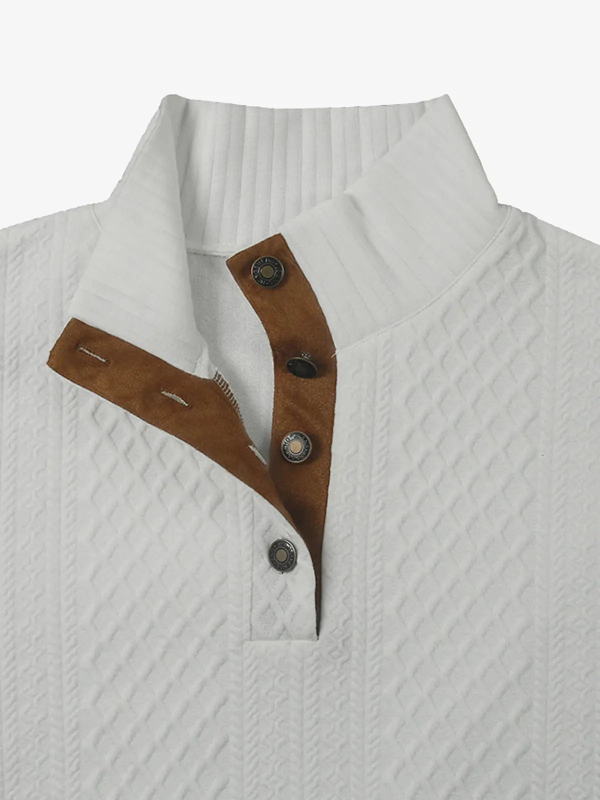 Men's Cable Knit Quarter Button Pullover Sweatshirt ElevenOasis