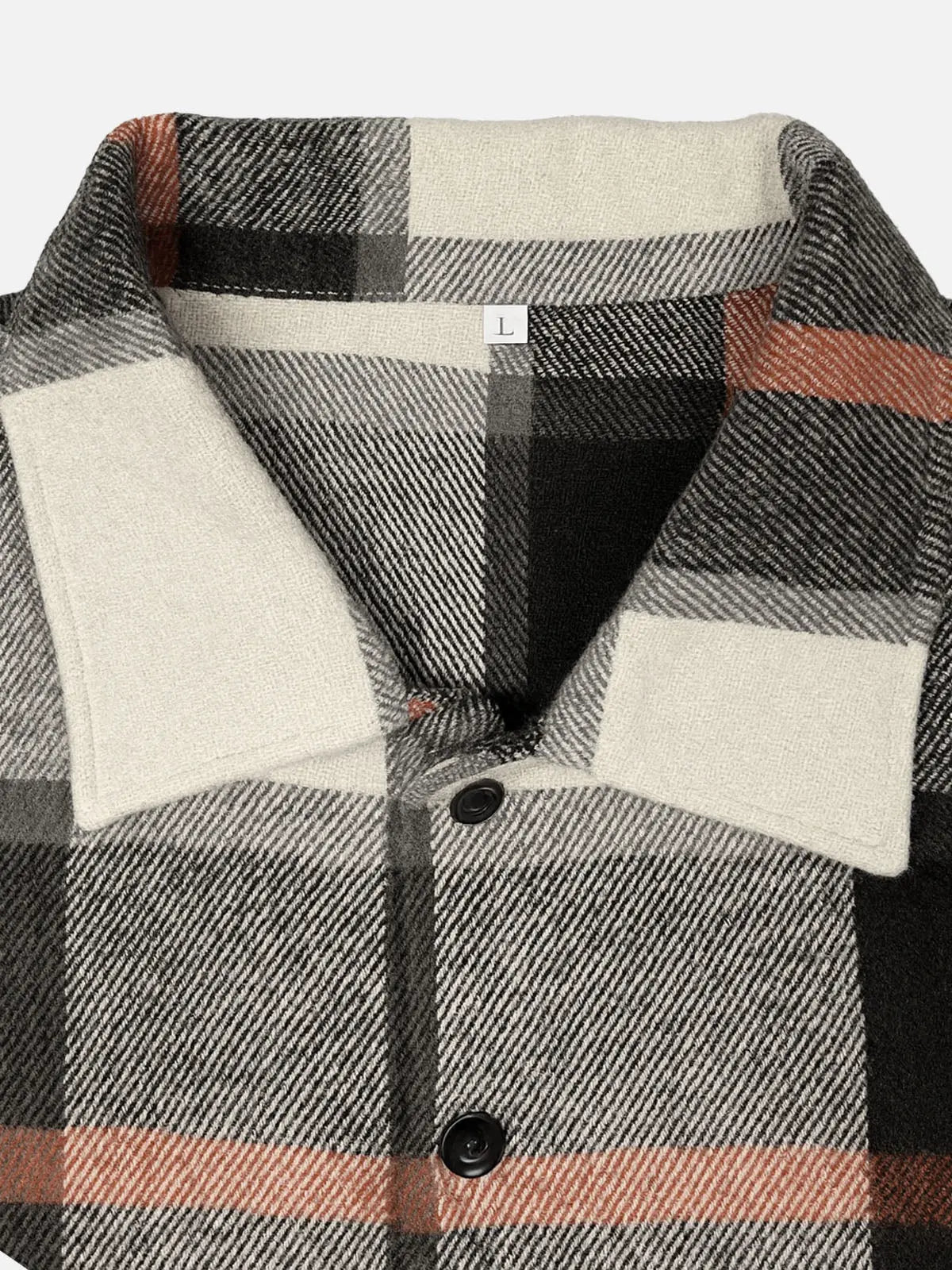 Men's Warm Plaid Button-Up Long Sleeve Shirt Jacket ElevenOasis