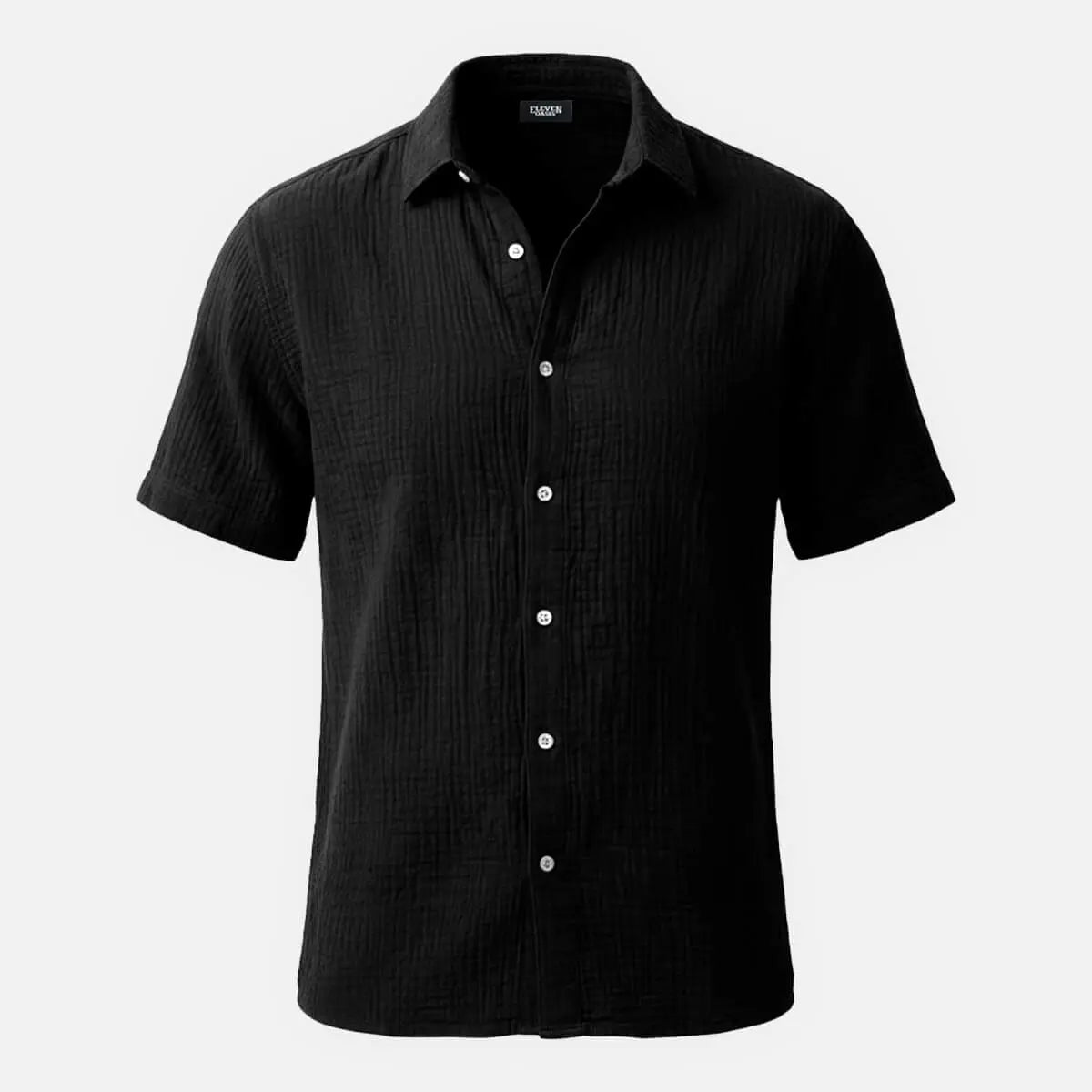 Men's Classic Cotton Crinkled Texture Short Sleeve Shirt ElevenOasis