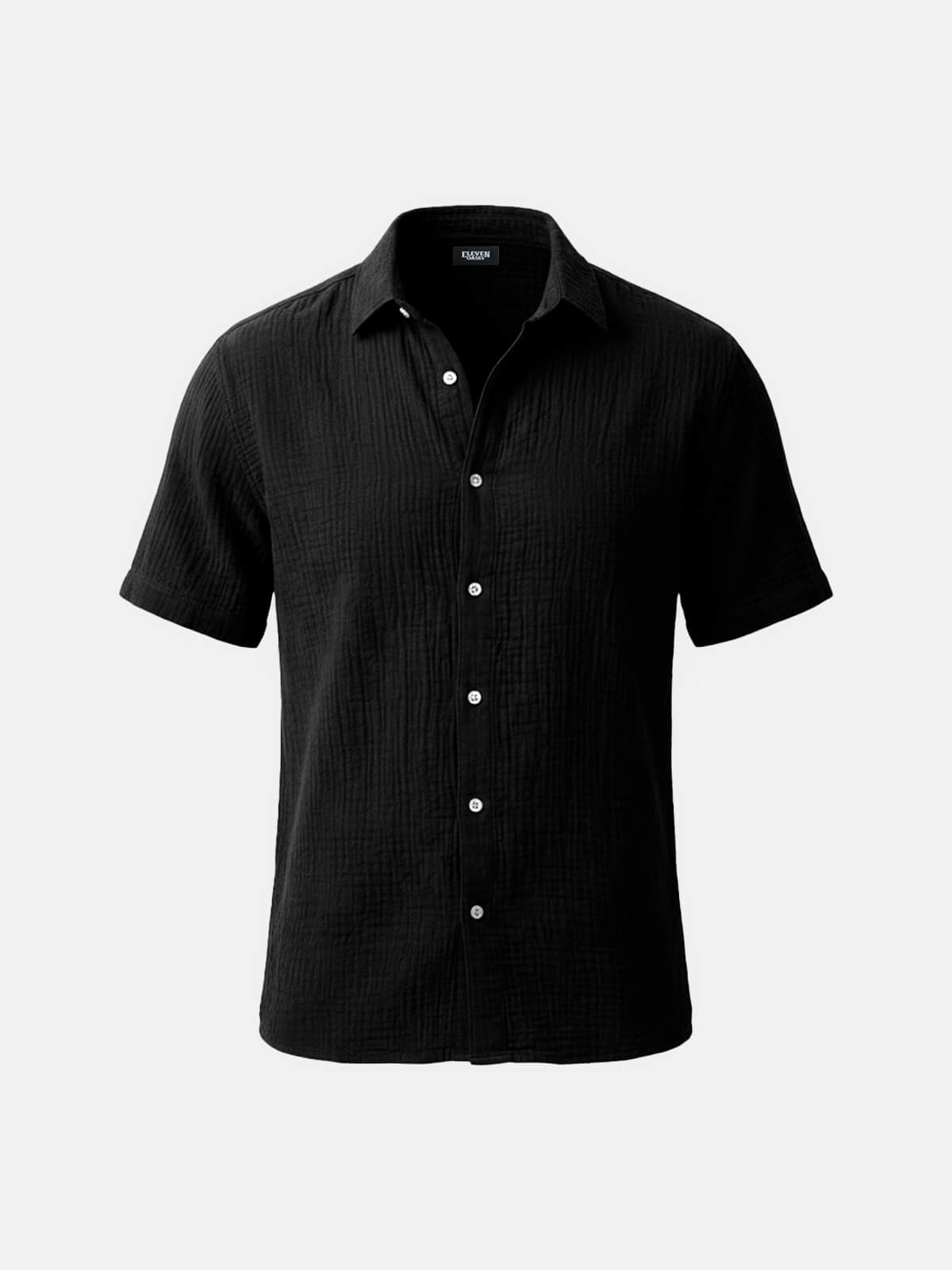 Men's Classic Cotton Crinkled Texture Short Sleeve Shirt Eleven Oasis