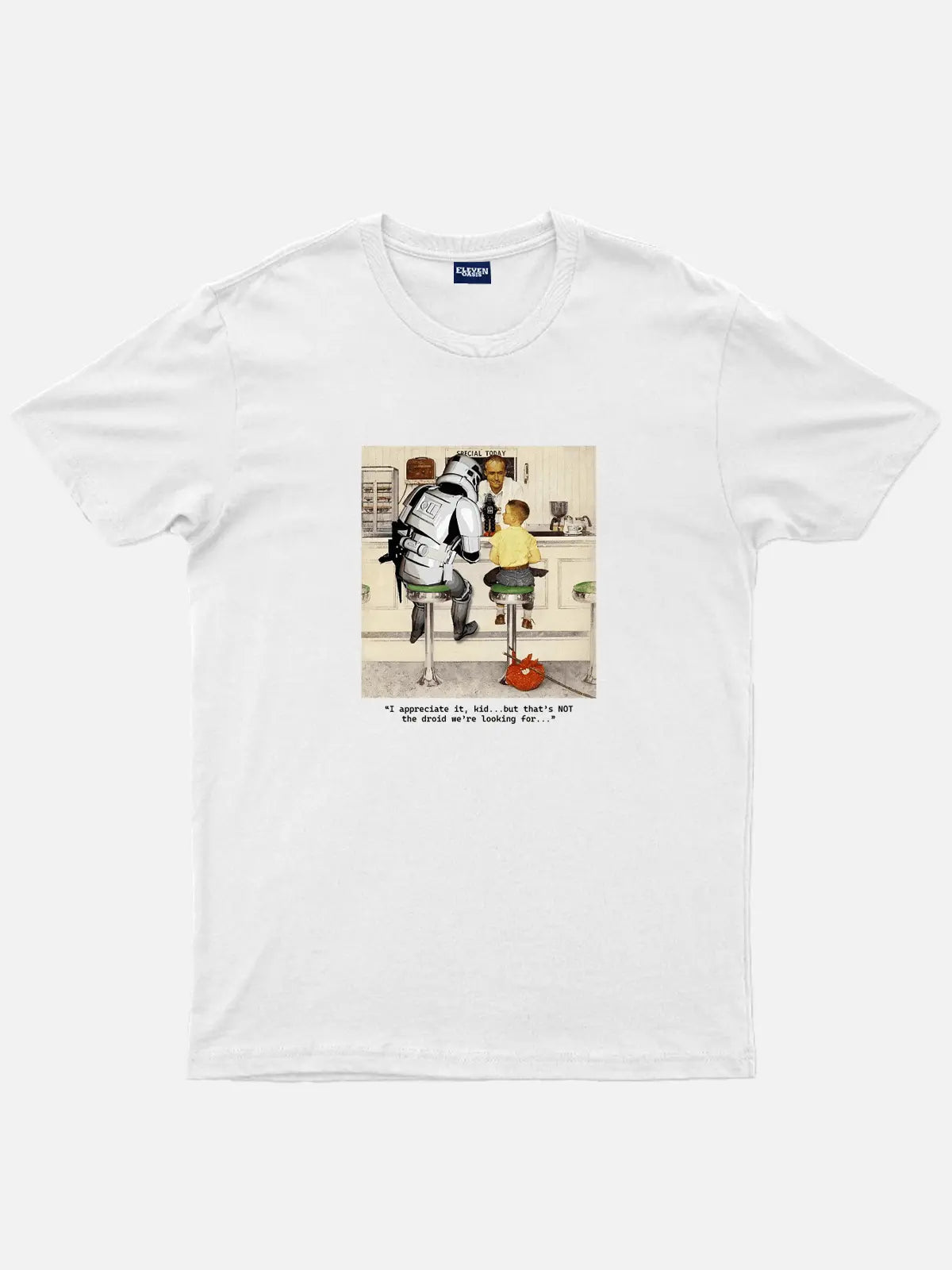 Star Wars Stormtrooper Toy Droid Diner Scene Cotton T-Shirt Eleven Oasis
