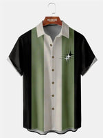 Men's Star Burst Color Block Bowling Short Sleeve Shirt ElevenOasis