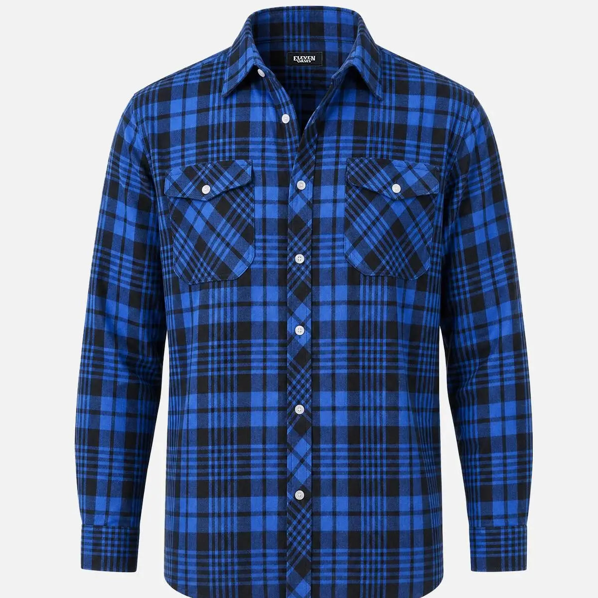 Men's Brushed Plaid Double Pocket Long Sleeve Flannel Shirt Eleven Oasis